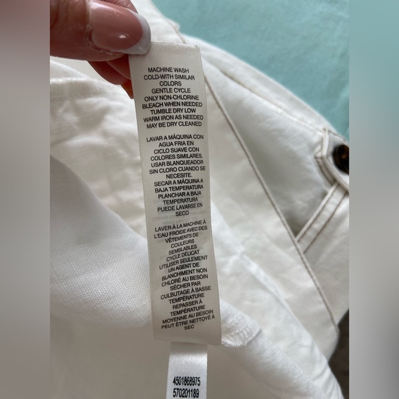 Chico’s 2 Cropped Linen Trench Jacket Ivory Tortoise Shell Button Women Sz 12-14 - Picture 9 of 13